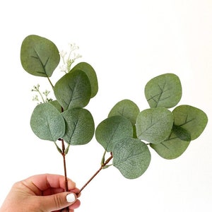 Eucalipto artificiale - SCEGLI LO STILE - Qualità economica - Eucalipto artificiale, Eucalipto con semi - Fiori artificiali