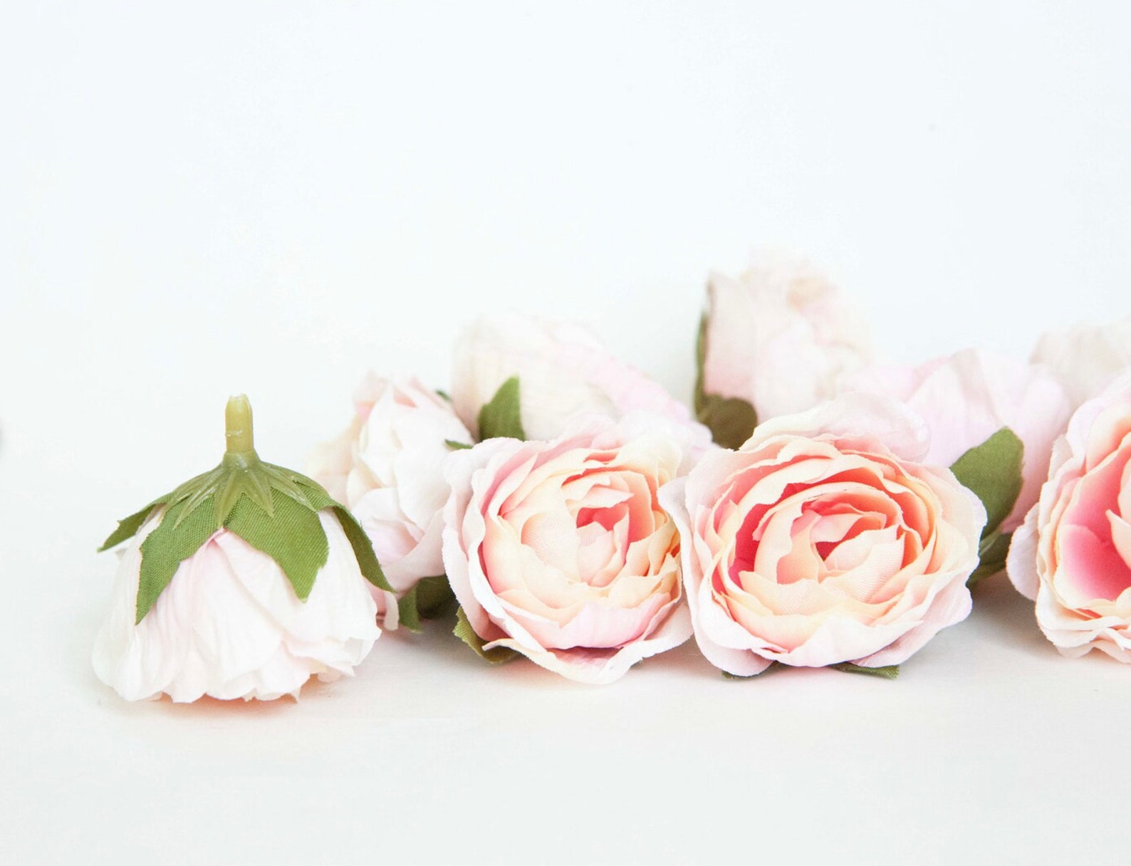 Ruffle Trausers Roses 20 Mini Vintage Inspired Ruffled Roses in Pink and White - SMALL ...