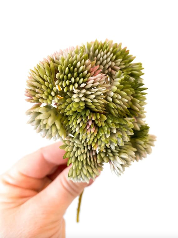 Fake Succulents - ONE Artificial Sedum Succulent Pick in Green and Purple - Succulent, Succulents, Artificial Flowers, Sedum - ITEM 1674