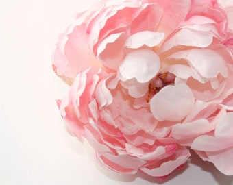 Silk Blend Peony in Shabby Chic Whimsical Light Pink - silk artificial flower - ITEM 1386