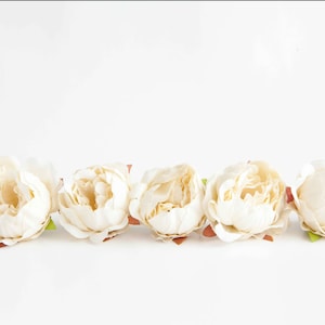 10 Mini Peonies in Ivory White - Silk Artificial Flowers - ITEM 1216