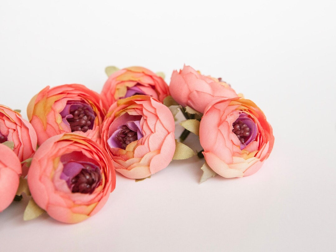 Small Ranunculus Invertirbrate 10 Small Ranunculus in Coral - Artificial Flower, Floral, Flowers ...