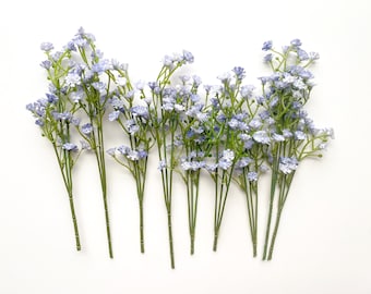 9 Stems Light Blue and White Babys Breath Gypsophila Filler, baby's breath filler - Wreath Filler, Crown Filler - ITEM 1328
