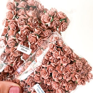 50-100 Open Rose Mulberry Paper Flowers in Mauve - 10-25mm- CHO0SE SIZE - Paper Roses -Mauve Paper Roses, Mauve Roses, Tiny Mauve Roses