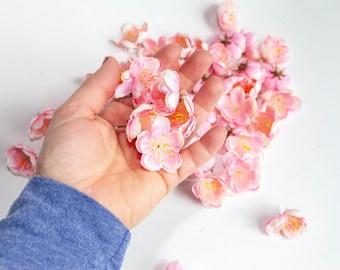 50 Small Cherry Blossoms in Pink and Ivory - Read Description - Artificial Flowers - Pink Blossoms - ITEM 1533