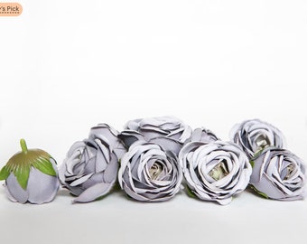 10 magnifiques petites roses gris pervenche profond - Fleurs artificielles, roses, petites roses - ARTICLE 01545