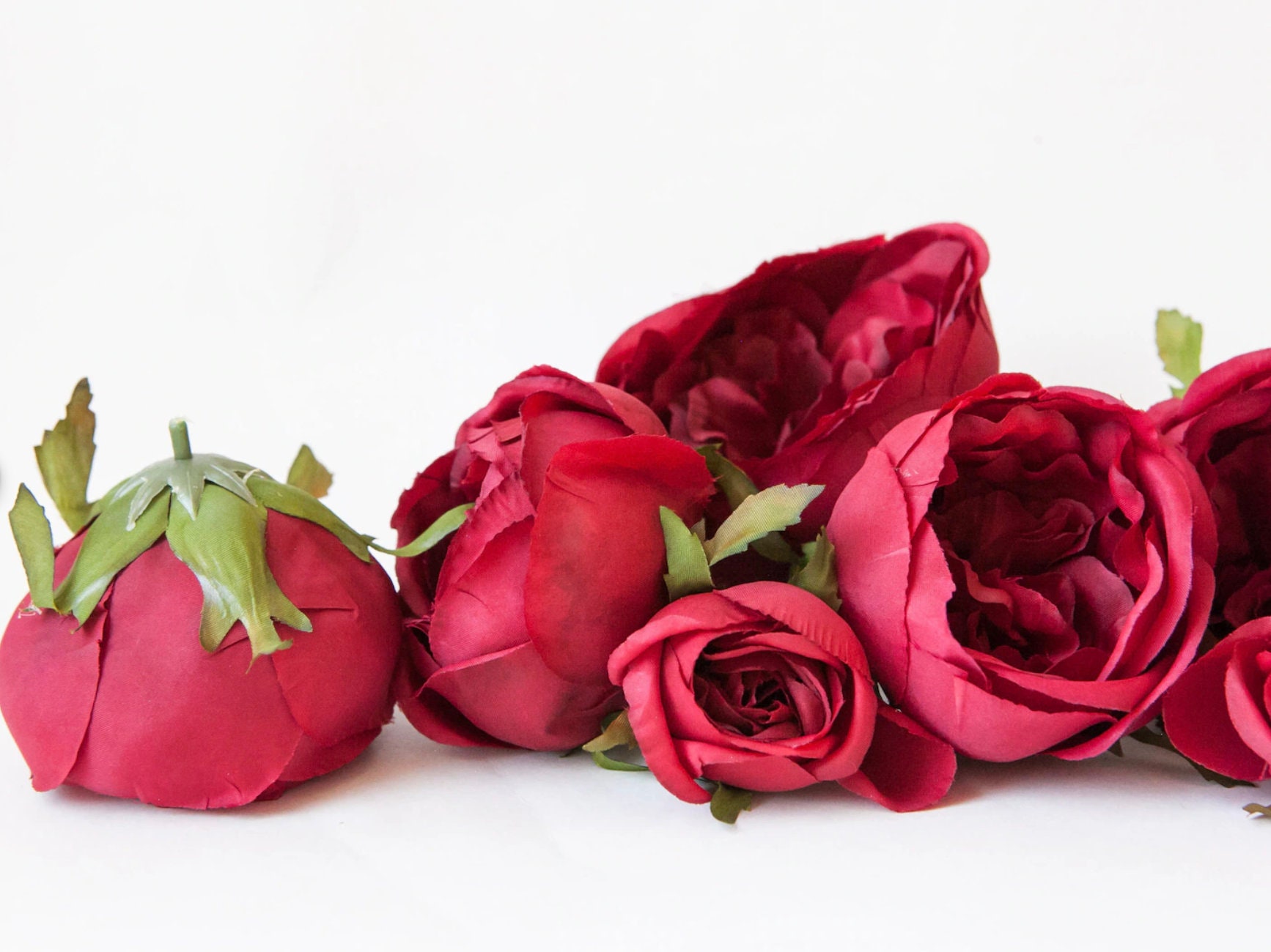 Unique Cabage Roses Set of 9 Small to Large Cabbage Roses in Red - Flowers, Faux Flowers ...