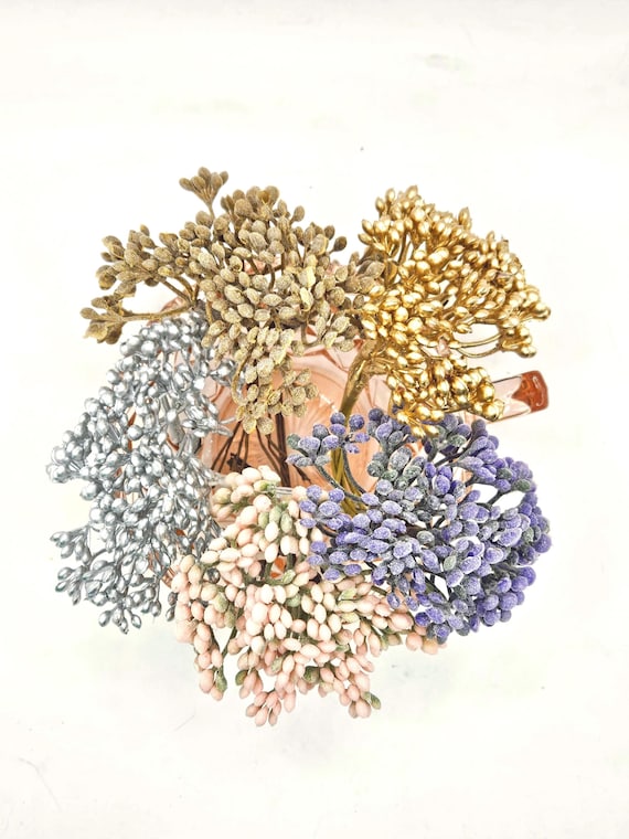 12 Flower Stamens for Floral Crowns or DIY Flowers - CH00SE COLOR - Berry Stems