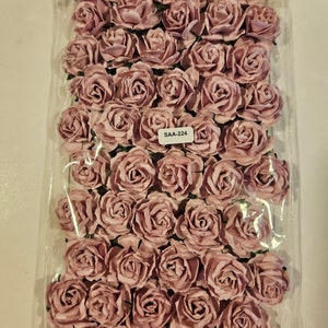50 Small Wild Roses Mulberry Paper in Mauve - 30mm - Mauve Pink Paper Flowers, Paper Roses, Mulberry Roses - Mauve Roses - ITEM 2227