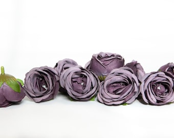 10 preciosas rosas pequeñas de color morado oscuro - TAL CUAL - Flores artificiales - ARTÍCULO 1468