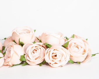 12 Small Cabbage Roses in Creamy Blush Pink -Flowers, Silk flowers, Artificial Flowers -read description-ITEM 01337