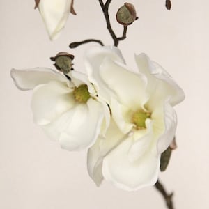 Silk Flower Stem - 19" Magnolia Spray in White - Floral Arrangement Supply - ITEM 0912