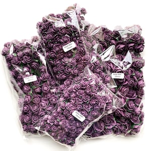 100 fiori di carta di gelso rosa aperti viola - 10-25 mm - SCEGLI LA TAGLIA - Rose di carta viola - Rose di carta color gioiello, piccole rose di carta