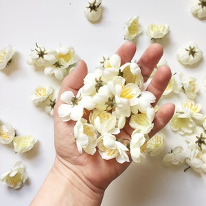 50 Small Cherry Blossoms in Ivory White - Read Description - Artificial Flowers - White Blossoms - ITEM 1534