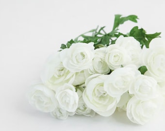 20 mini renoncules ivoire/blanc - fleurs en soie, fleurs artificielles, chapellerie, fleurs, couronnes de fleurs - ARTICLE 1244