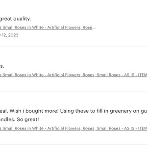 10 Gorgeous Small Roses in White - Artificial Flowers, Roses, Small