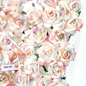 Limited Quantity** 25 Wild Roses Mulberry Paper in Rainbow - Paper Roses, Wild Roses - Mulberry Paper Roses - Pink Paper Flowers - ITEM 2220