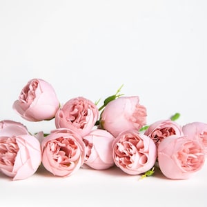 12 Mini Peonies in Vintage Pink - Artificial Flowers, Fake Flowers, Pink Peony, Light Pink Peonies, Peony Buds - ITEM 1508