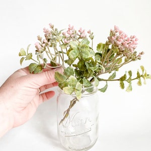 Three Short Stems of Light Pink Pieris Buds and Lemon Leaves - Artificial Flowers - ITEM 1563