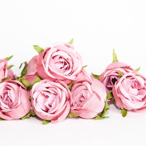 12 Small Cabbage Roses in Antique Shabby Chic Pink -Flowers, Silk flowers, Artificial Flowers -read description-ITEM 1446