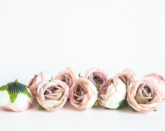 10 prachtige kleine rozen in IVOOR en ROZE - kunstbloemen, rozen, kleine rozen - ITEM 0567