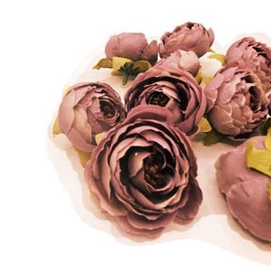 10 Small Vintage Inspired Ranunculus in Light Purple Plum - Flower Crown Supplies, Silk flowers, Artificial Flowers - ITEM 1444