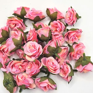 30 Mini Rosen in Hellrosa - KLEINE Kunstrosen -siehe Beschreibung- ARTIKEL 1225
