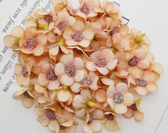 50 Tiny Blossoms in PEACH - Read Description - Artificial Flowers - Pastel Blossoms - ITEM 1499