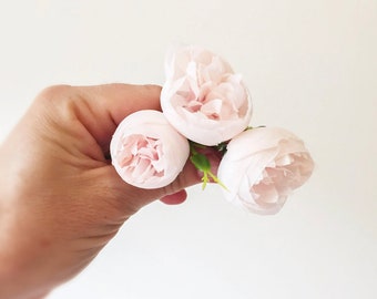 12 Mini Peonies in Light Blush Pink - Artificial Flowers, Fake Flowers, Pink Peony, Light Pink Peonies, Peony Buds - ITEM 01520