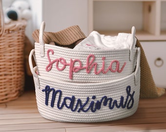 Baby Shower Gift Basket,Rope Cotton Basket,Personalized Baby Gift Basket,Baby Gift Basket,Toy Basket,Storage Basket,Baby Name Gift,Baby Gift