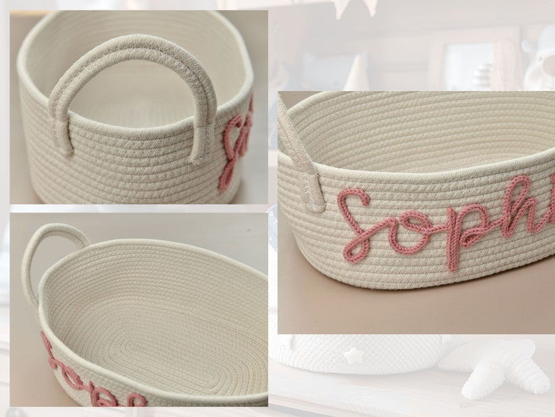 Baby Shower Gift Basket,Rope Cotton Basket,Personalized Baby Gift Basket,Baby Gift Basket,Toy Basket,Storage Basket,Baby Name Gift,Baby Gift image 8