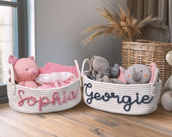 Personalized Baby Shower Gift Basket,Rope Cotton Basket,Custom Monogram Basket,Baby Gift Basket,Toy Basket,Storage Basket,Baby Name Gift