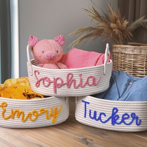 Baby Shower Gift Basket,Rope Cotton Basket,Personalized Baby Gift Basket,Baby Gift Basket,Toy Basket,Storage Basket,Baby Name Gift,Baby Gift image 10