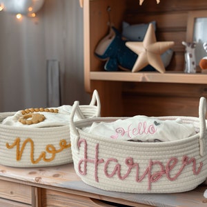 Baby Shower Gift Basket,Rope Cotton Basket,Personalized Baby Gift Basket,Baby Gift Basket,Toy Basket,Storage Basket,Baby Name Gift,Baby Gift image 4