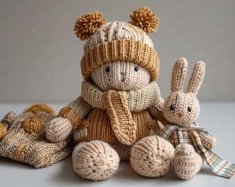 Crochet Bunny Doll,Crochet Stuffed Animal,Crochet Doll,Baby Gift For Girls,Baby Shower Gift,Baby Girl Gift,Knitted Animals,Postpartum Gift