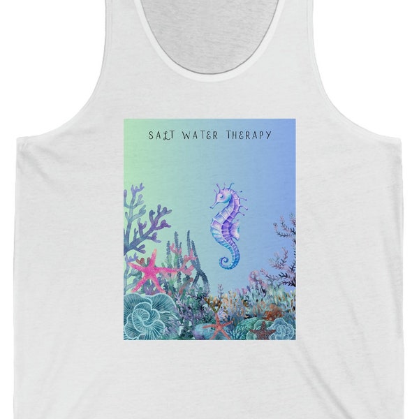 Seahorse Unisex Jersey Tank Seascape Tank Top Nautical Top Underwater Shirt Seahorse Shirt Coral Tank