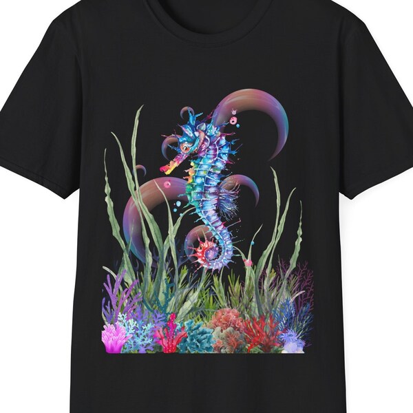 Seahorse T-Shirt Seascape Shirt Nature Top Sea Tshirt Seahorse & Coral Shirt