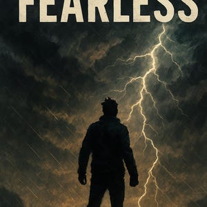 May include: A silhouette of a person standing in front of a stormy sky with a lightning bolt. The text "FEARLESS" is at the top of the image and "AMY RICE" is at the bottom.
