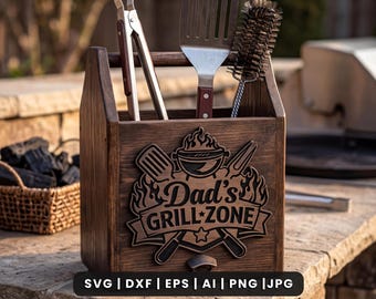 Dad's Grill Zone SVG, BBQ Sign Laser Cut File, Grill Area Decor (Digital Download)