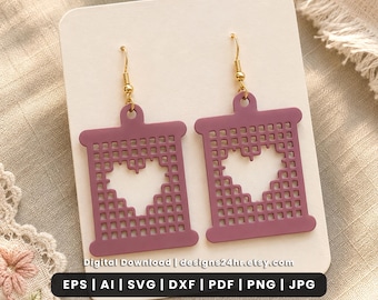 Crafty Earrings SVG Bundle, Laser Cut Earring Files, Crochet Sewing Acrylic Wood Jewelry