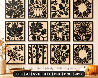 Fall Pumpkin Leaf Laser Cut SVG File, Autumn Wood Decor (Digital Download)