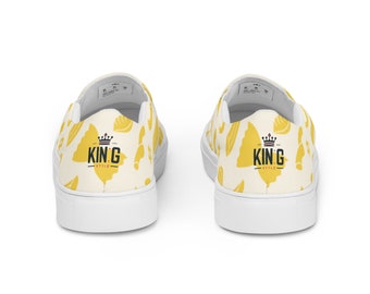 Sunny Yellow KING Style Patterned Women's Slip-On Canvas Shoes with Free Shipping