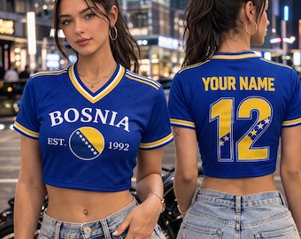 Custom Bosnia and Herzegovina Crop Top Jersey, Mali Zmajevi Soccer Fan Apparel