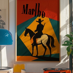 Vintage Cigarette Western Poster Print, Retro Marlboro Print, Tobacco Poster, vintage advertisment, cigarette poster marlboro, cigarette art