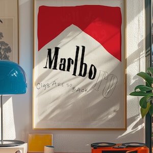 Vintage poster print sigaret, retro marlboro print, vintage poster, tabak poster, vintage advertentie, sigaret poster, marlboro print