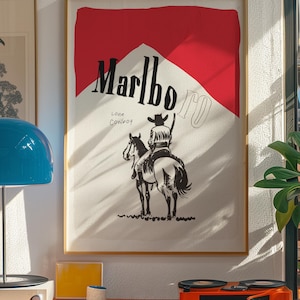 Impresión de póster de cigarrillos vintage del oeste, impresión retro de Marlboro, póster de tabaco, publicidad vintage, póster de cigarrillos Marlboro, arte de cigarrillos