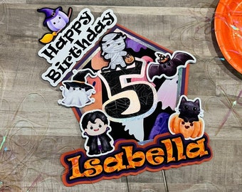 Personalized Halloween Cake Topper, Spooky Birthday Party Decoration