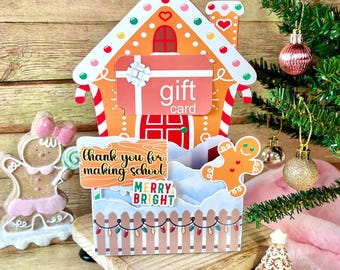 Gingerbread House Gift Card Holder – Personalized Teacher Christmas Gift