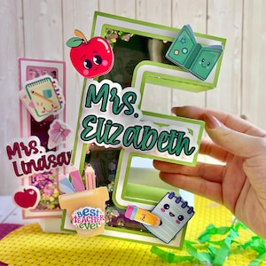 Regalo de agradecimiento personalizado para el profesor, agitador de letras 3D, decoración de escritorio para el aula, tarjetero de fin de curso.