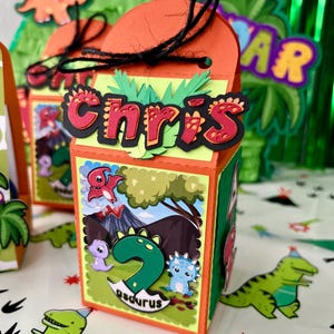 Dinosaur Favor Boxes: Personalized Dino Birthday Party Decoration